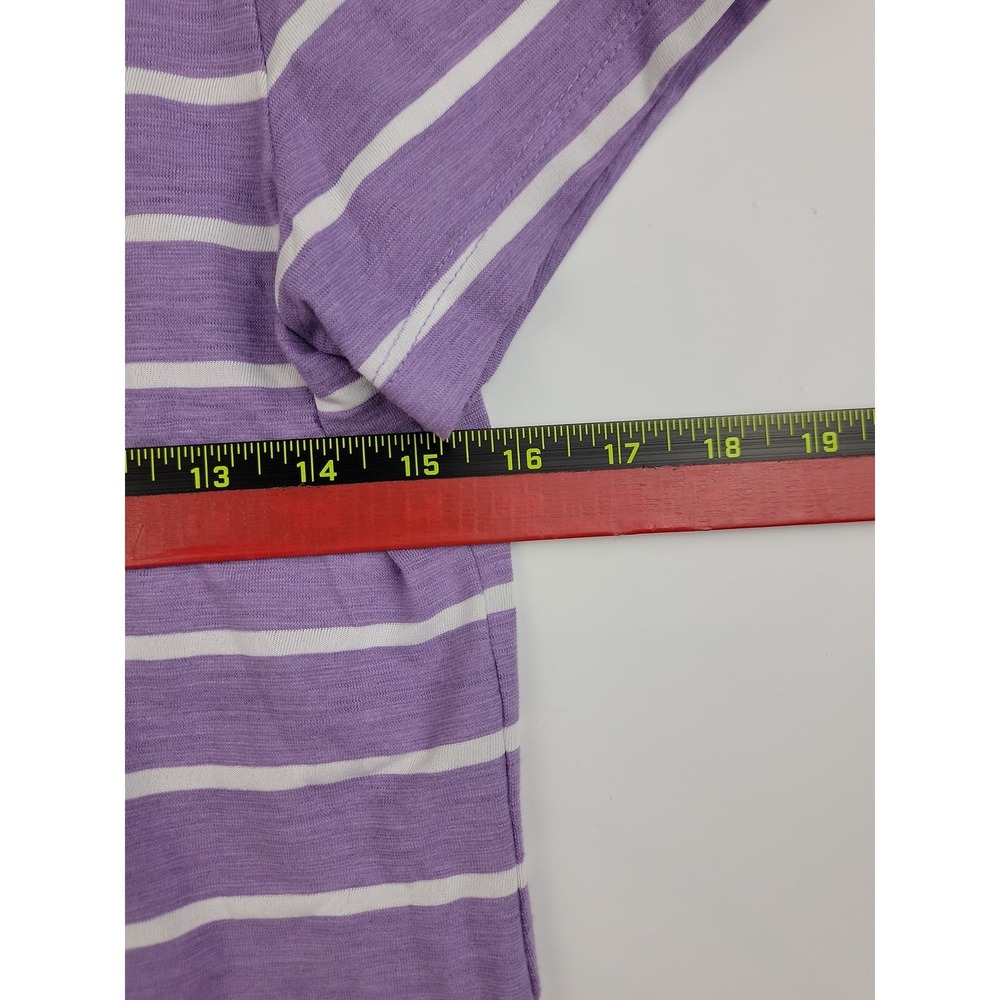 Time and Tru Womens Purple White Striped Short Sleeve Crewneck Tee Shirt S 4-6 - Picture 9 of 10